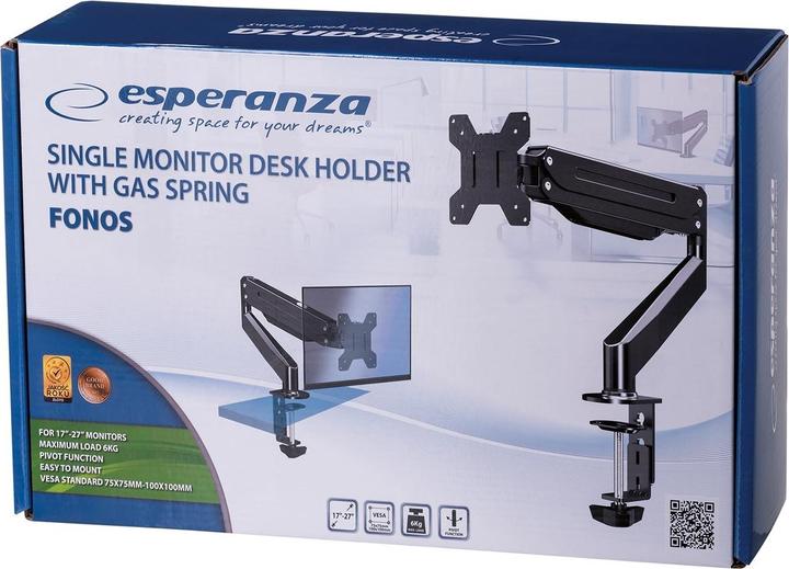 Actual product image Esperanza ERW019 Gas table mount for monitor 17-27" up to 6kg (Table, 27")