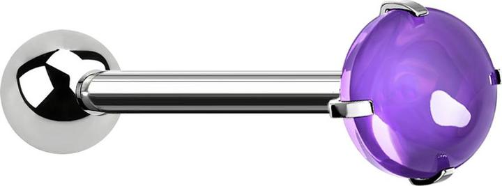 Star Piercing Barbell silber mit Kugel und Cabochon violett gefasst (ohne Messing, Chirurgenstahl 316L)