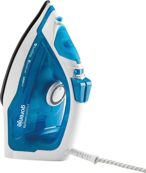 Actual product image Gorenje SIH1800BLT Steam Iron, 1800 W, Water tank capacity 250 ml, Continuous steam 25 g/min, Blue/White (1800 W, 80 g/min)