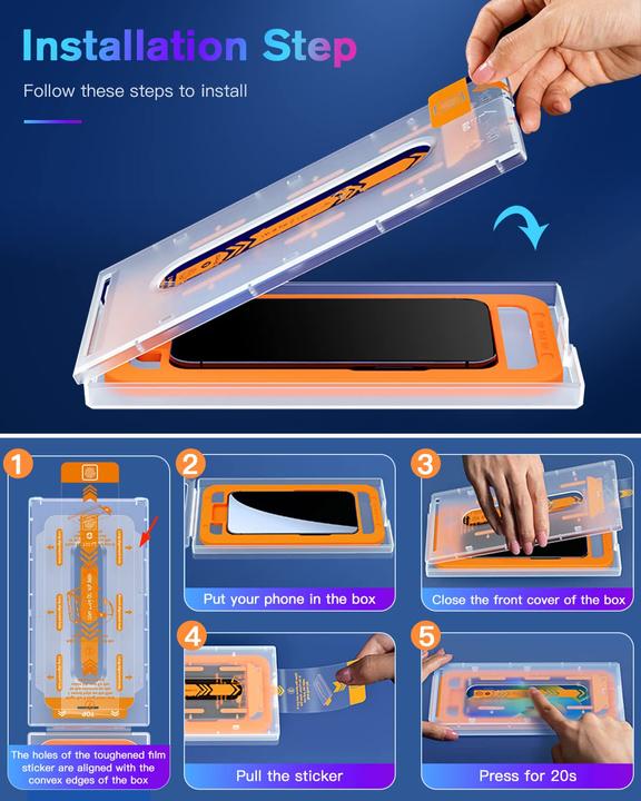 Actual product image PhoneLook Fully protective glass with automatic mounting system against bubbles and dust 3D (1 Piece, Apple iPhone 15 Plus)