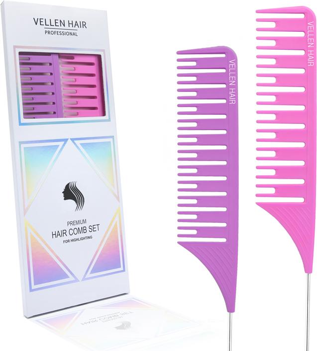 Vellen Hair Highlighting Kamm Set 2er Pack Purple/Rosa