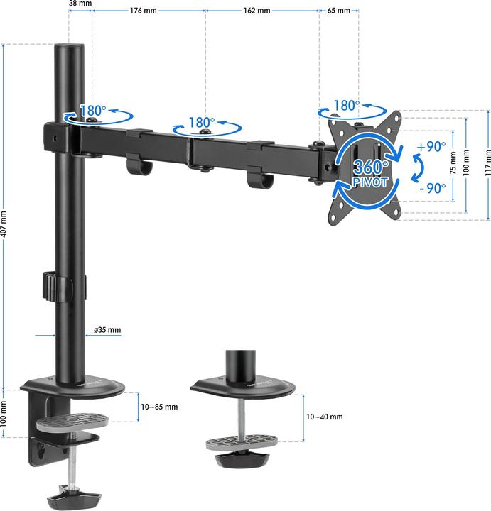 Actual product image Sense7 Monitor arm Float (Floor stand, 32")