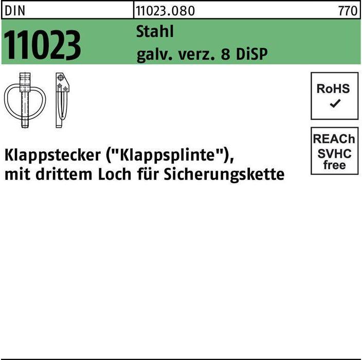 Produktbild Klappstecker DIN 11023 10 x 45 Stahl gal Zn 8 DiSP (45 mm)
