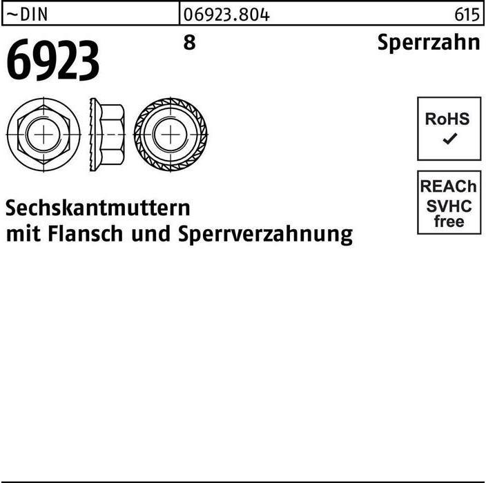 Reyher Sechskantmutter DIN 6923 m.Flansch M 4 8 Sperrverzahnung (M4)