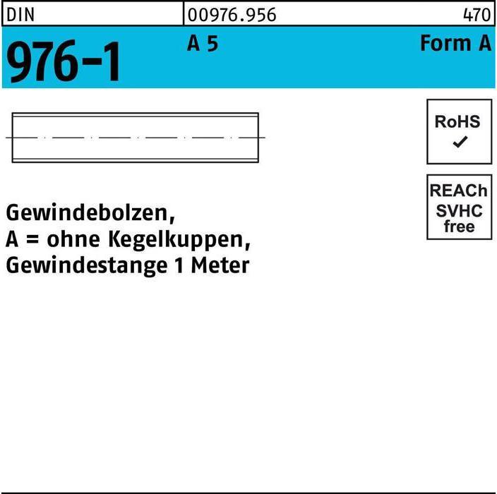 Productafbeelding Schroefdraadbout DIN 976 zonder tapse uiteinden AM 10 x 1000 A 5