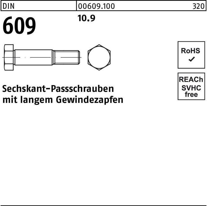 Image du produit Vis à tête hexagonale DIN 609 avec long pivot fileté M 8 x 30 10.9 (25 Vis par pièce)