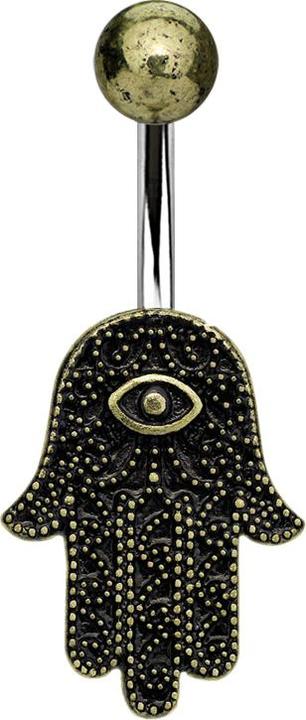Star Piercing Banane silber Hamsa altgold (Messing, Chirurgenstahl 316L)