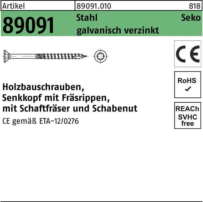 Actual product image Timber construction screw R 89091 SEKO hexagon socket 10 x 340 -T40 Galvanised steel (25 Screws per piece)