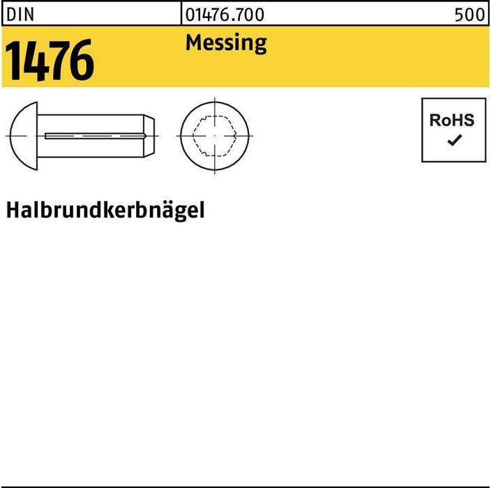 Produktbild Halbrundkerbnagel DIN 1476 2 x 4 Messing DIN 1476