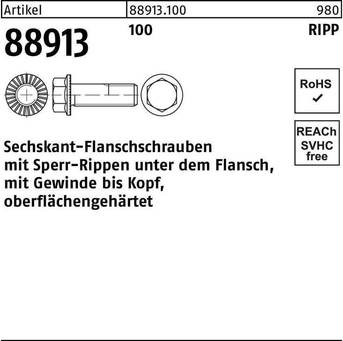 Produktbild Sechskantflanschschraube R 88913 Sperr-Ripp VG M 5 x 12 100 (500 Schrauben pro Stück)
