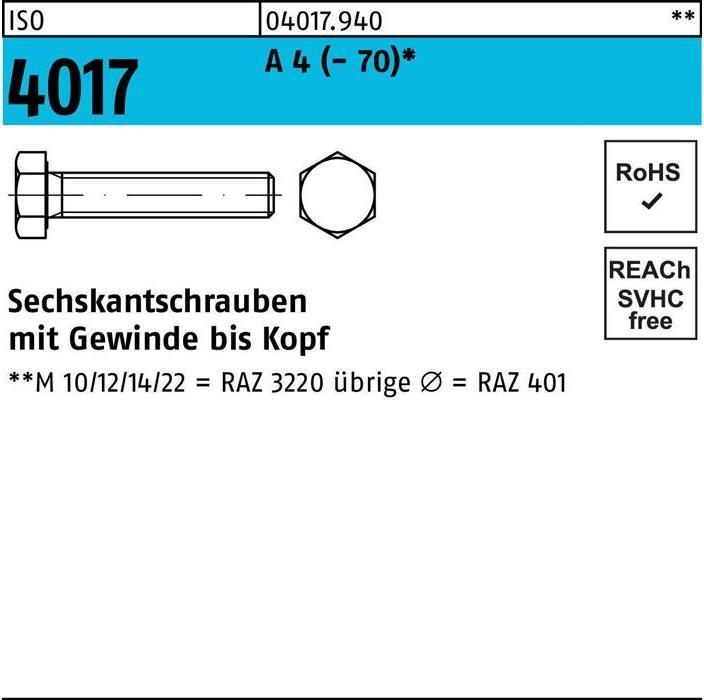 Actual product image Bufab Hexagon head screw ISO 4017 VG M 20 x 65 A 4 (- 70) (25 Screws per piece)
