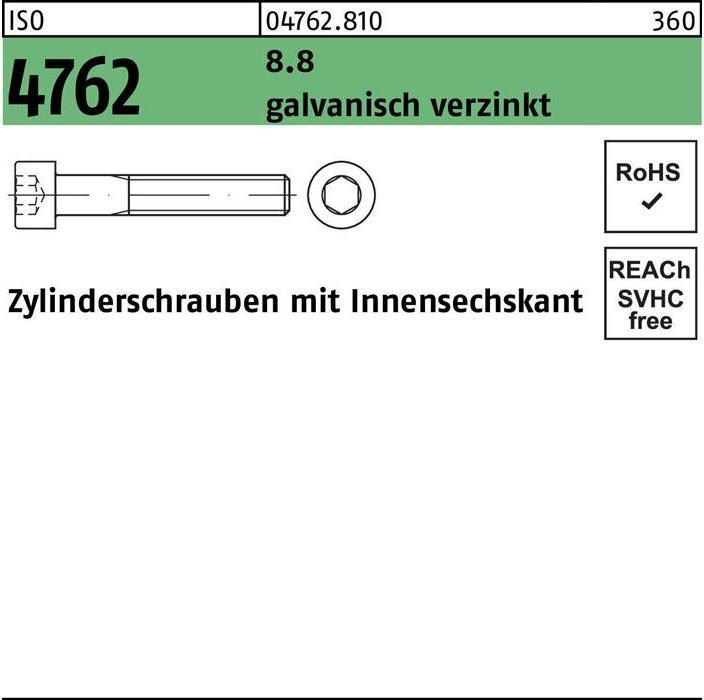 Produktbild Zylinderschraube ISO 4762 m.Innensechskant M 30 x 190 8.8 galvanisch verzinkt (1 Schrauben pro Stück)