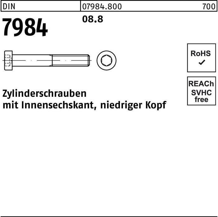 Actual product image Cheese head screw DIN 7984 with hexagon socket M 6 x 12 8.8 (500 Screws per piece)