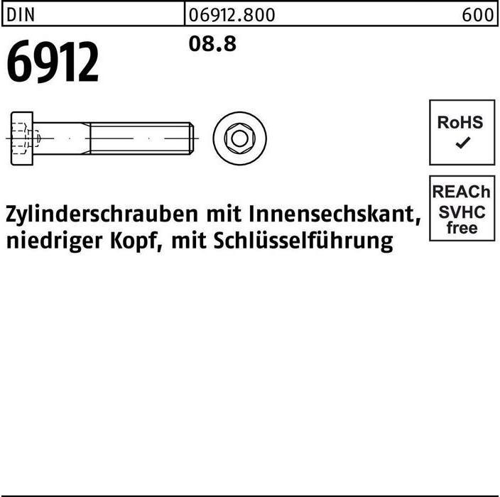 Actual product image Cheese head screw DIN 6912 with hexagon socket M 6 x 70 8.8 (200 Screws per piece)