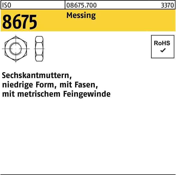 Image du produit Écrou hexagonal ISO 8675 avec chanfrein M 10 x 1 Laiton (M10)