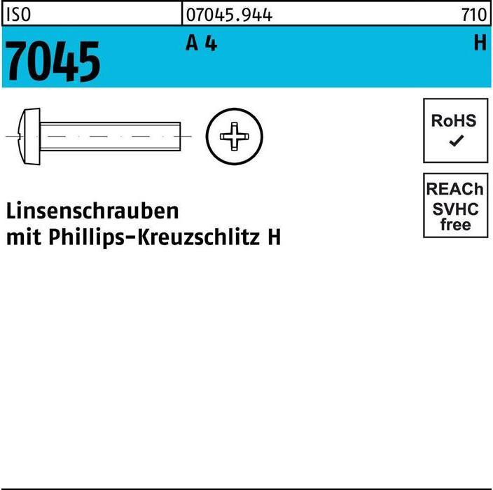 Actual product image Flat head screw ISO 7045 w.cross recess-PH M 6 x 60 -H A 4 (100 Screws per piece)
