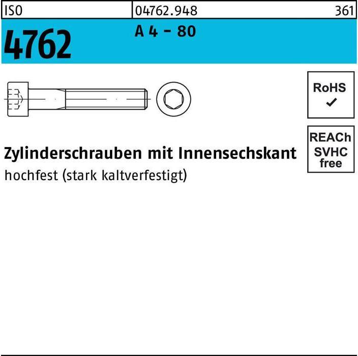 Productafbeelding Kaaskopschroef ISO 4762 met binnenzeskant M 6 x 40 A 4 - 80 (100 Schroeven per stuk)