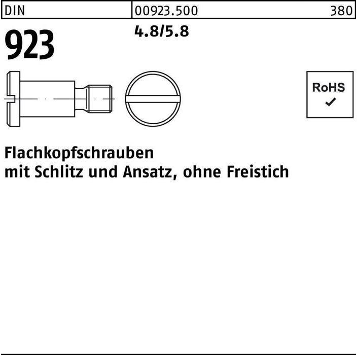 Produktbild Flachkopfschraube DIN 923 m.Schlitz/Ansatz M 8 x12 x11,0 4.8/5.8 (100 Schrauben pro Stück)