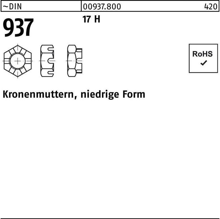 Produktbild Kronenmutter DIN 937 niedrige Form M 27 17 H