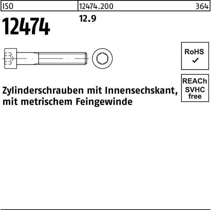 Actual product image Cheese head screw ISO 12474 w.hexagon socket M 12 x1,5 x 30 12.9 (100 Screws per piece)