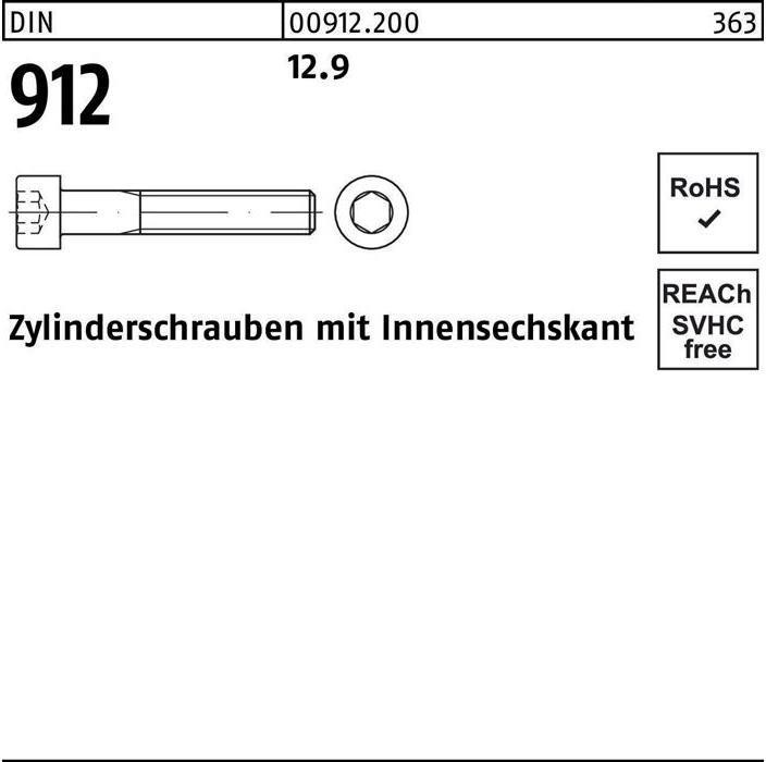 Actual product image Cheese head screw DIN 912 with hexagon socket M 6 x 220 12.9 (100 Screws per piece)