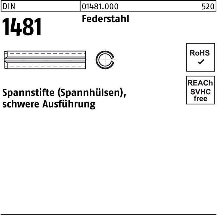 Actual product image Dowel pin DIN 1481 40 x 70 spring steel heavy duty DIN 1481