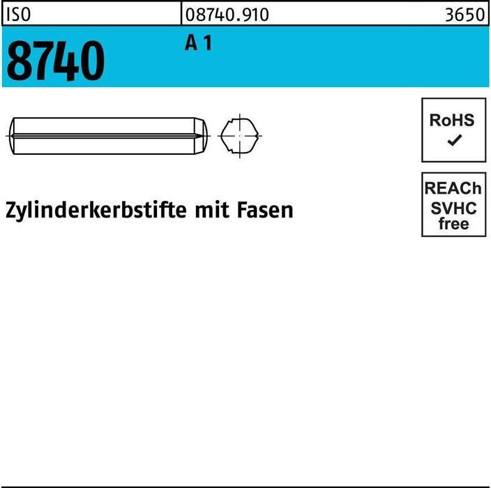 Produktbild Zylinderkerbstift ISO 8740 m.Fasen 8 x 45 A 1 ISO 8740
