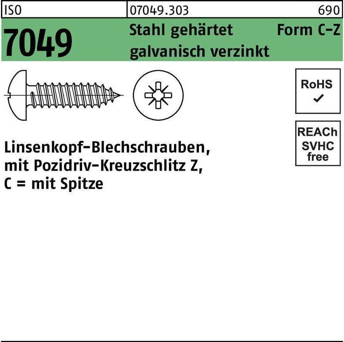Actual product image Self-tapping screw ISO 7049 LIKO w.point/cross recess-PZ 2.9x 13 -C-Z steel hardened (100 Screws per piece)