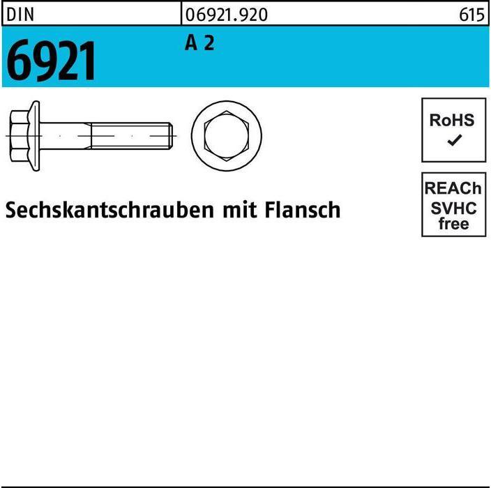 Actual product image Reyher Hexagon head screw DIN 6921 w.flange M 8 x 35 A 2 (200 Screws per piece)