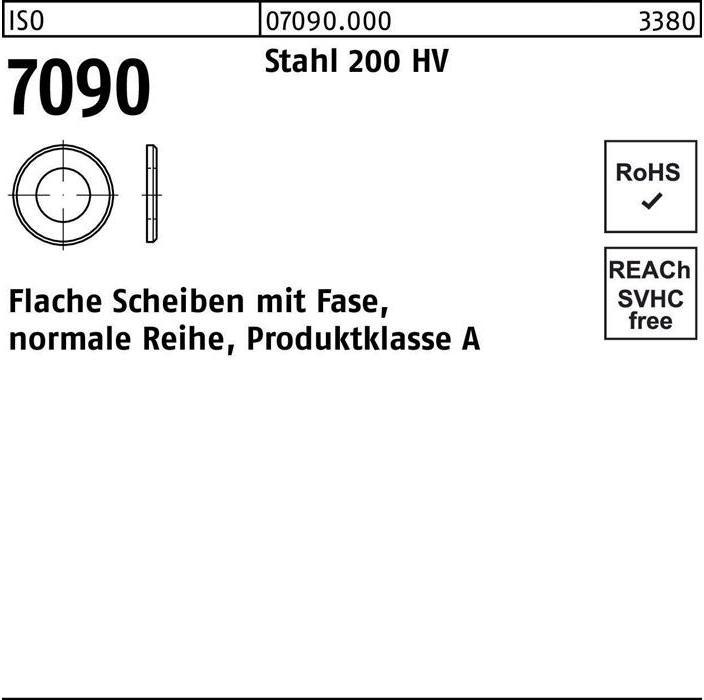Actual product image Washer ISO 7090 w.chamfer 6 Steel 200 HV