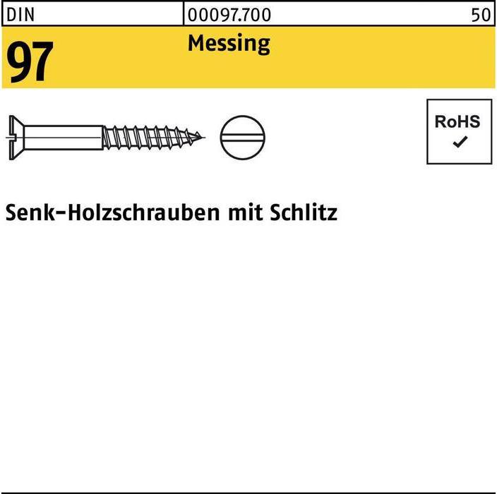 Produktbild Holzschraube DIN 97 Senkkopf Schlitz 5 x 100 Messing (200 Schrauben pro Stück)