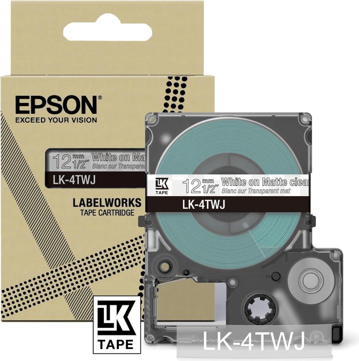 Epson Matte Clear/White 12mm LK-4TWJ (1.20 cm, Transparent)