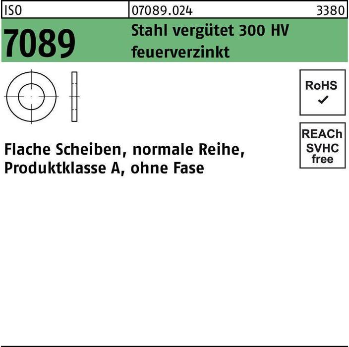 Image du produit Bufab Rondelle ISO 7089 sans chanfrein 10 Acier traité 300 HV galvanisé à chaud