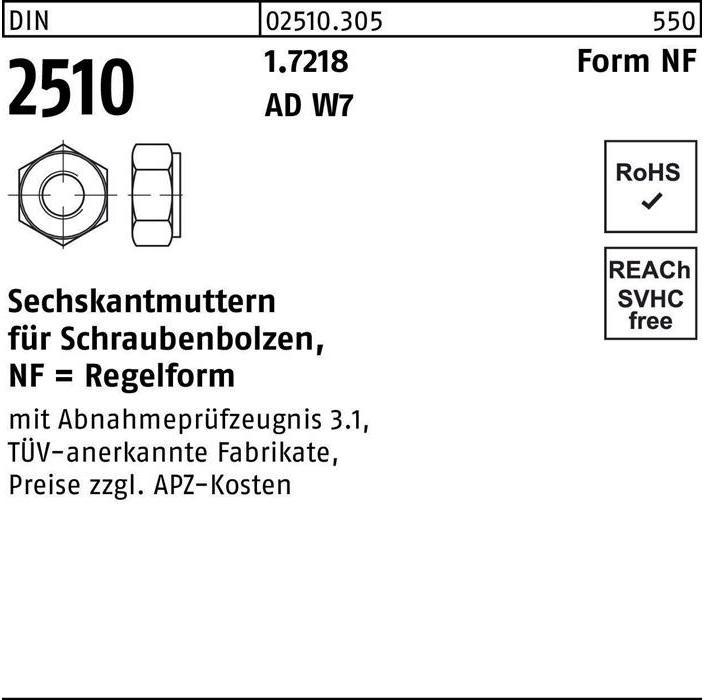 Produktbild Sechskantmutter DIN 2510 f.Schraubenbolzen NF M 27 1.7218 (M27)