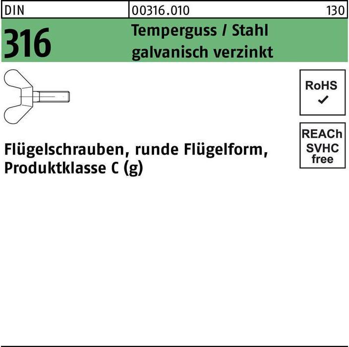 Productafbeelding Reyher Vleugelschroef DIN 316 M 4 x 30 smeedbaar gietijzer/staal, gegalvaniseerd (100 Schroeven per stuk)