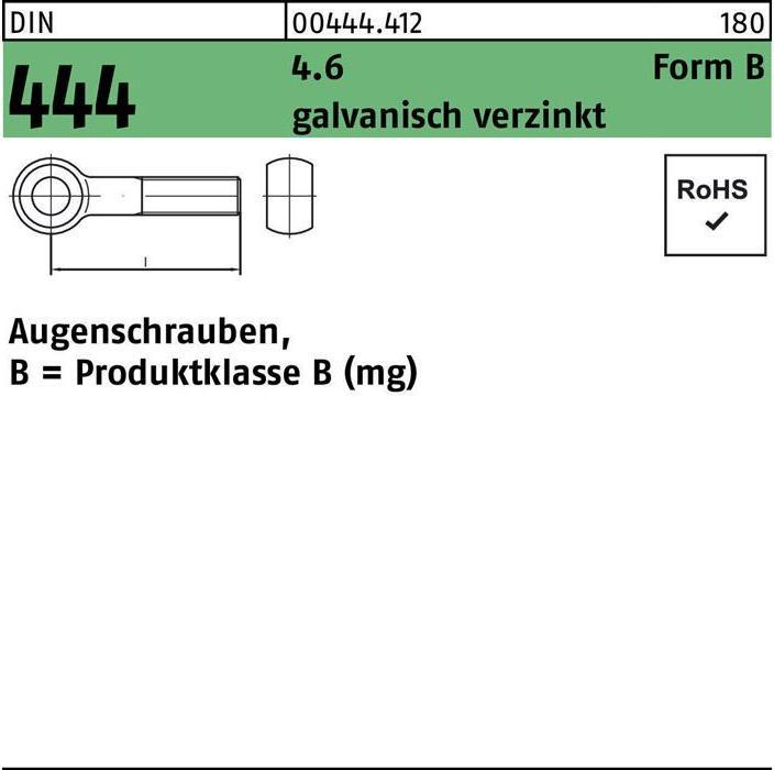 Produktbild Augenschraube DIN 444 Form B BM 10 x 45 4.6 galvanisch verzinkt (25 Schrauben pro Stück)