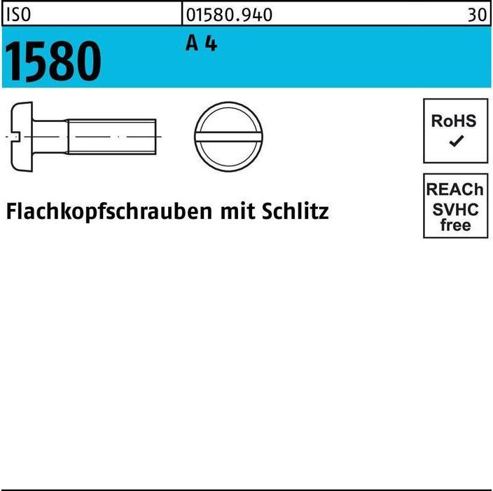 Actual product image Flat head screw ISO 1580 w.slot M 3 x 12 A 4 (1000 Screws per piece)