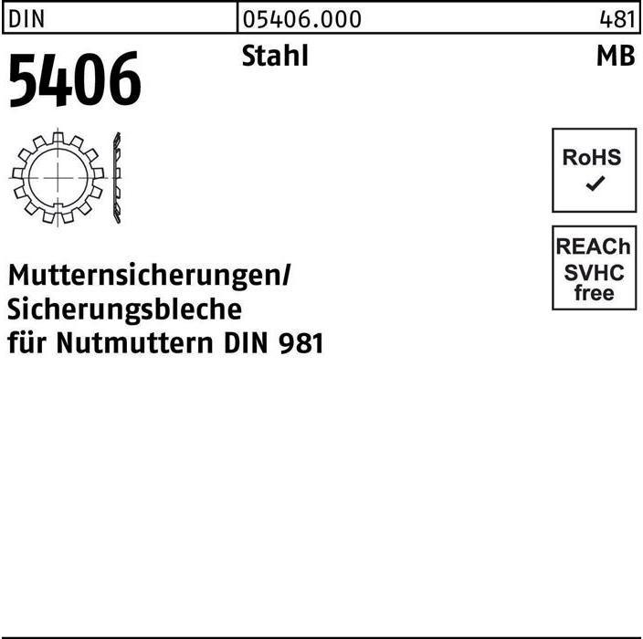 Produktbild Sicherungsblech DIN 5406 MB 11/M 55x2 Stahl f.DIN 981