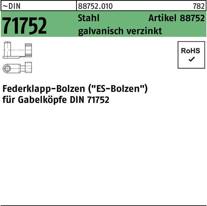 Produktbild Reyher Federklappbolzen R 88752 ES 8 x 32 Stahl galvanisch verzinkt