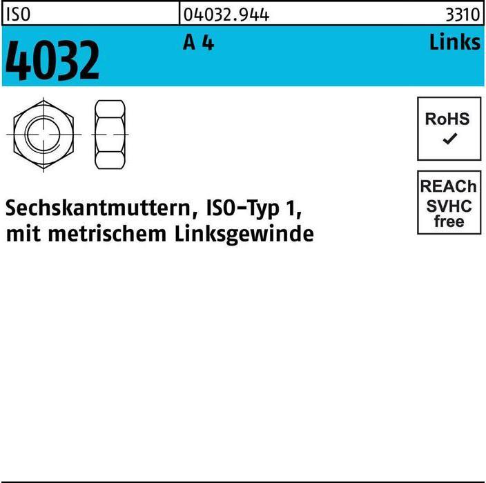 Bufab Sechskantmutter ISO 4032 links M 5 A 4 - 70 (M5)