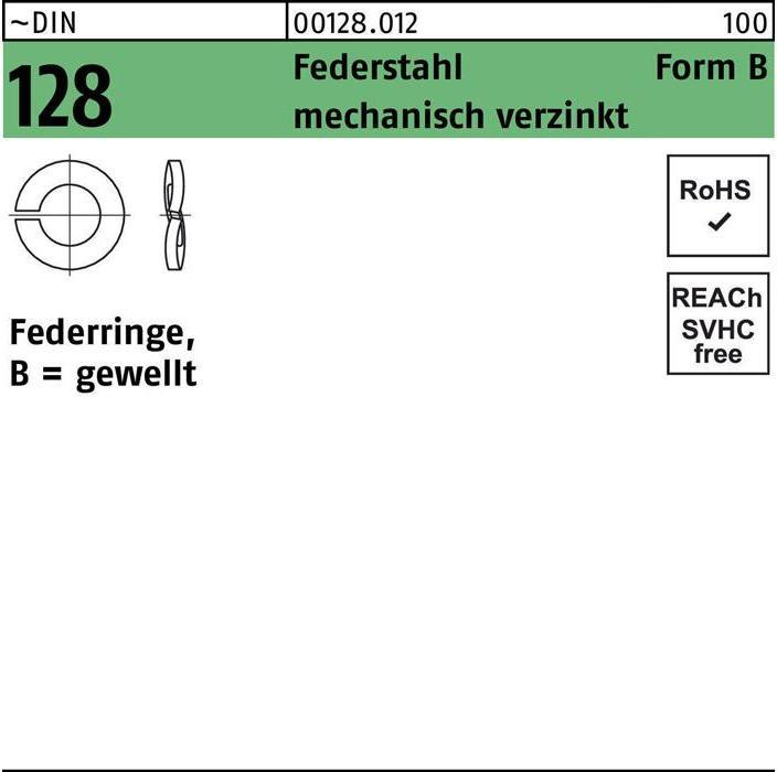 Image du produit Rondelle élastique DIN 128 B 8 Acier à ressort galvanisé mécaniquement