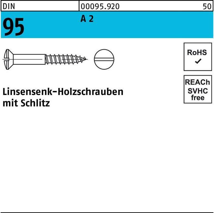 Produktbild Holzschraube DIN 95 Linsensenkkopf Schlitz 8 x 60 A 2 (100 Schrauben pro Stück)
