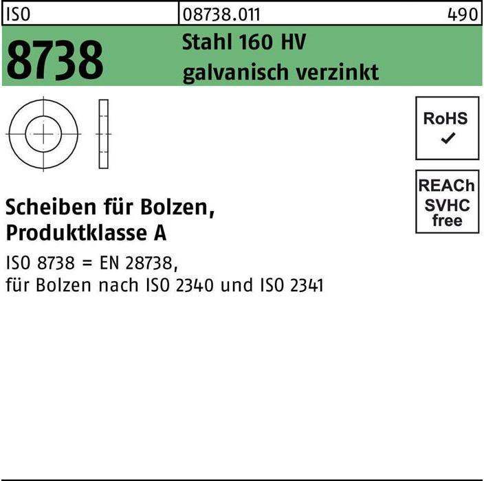 Actual product image Washer ISO 8738 f.Bolt 6 Steel 160 HV galvanised