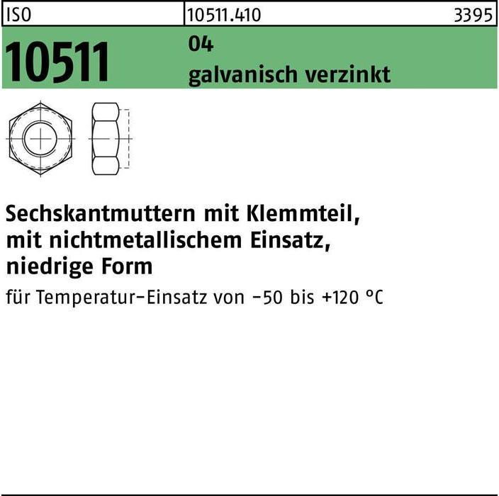 Actual product image Hexagon nut ISO 10511 w.clamping part M 36 free cutting steel galvanised (M36)