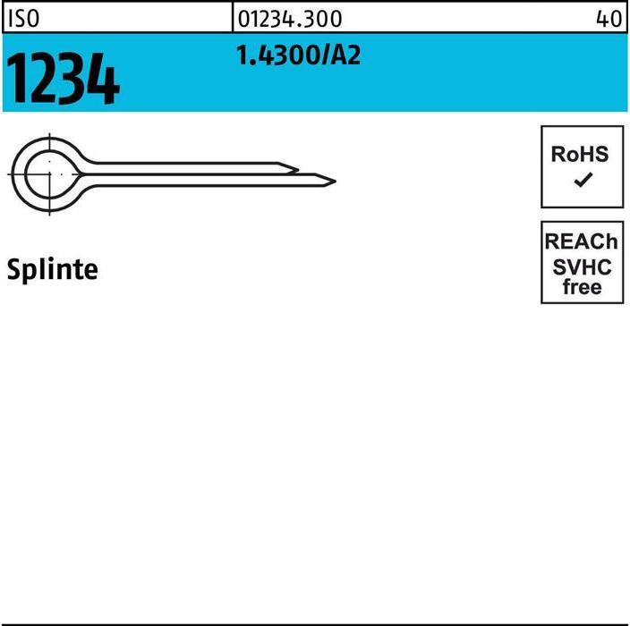 Actual product image Split pins ISO 1234 8 x 45 1.4300/A 2 (45 mm)