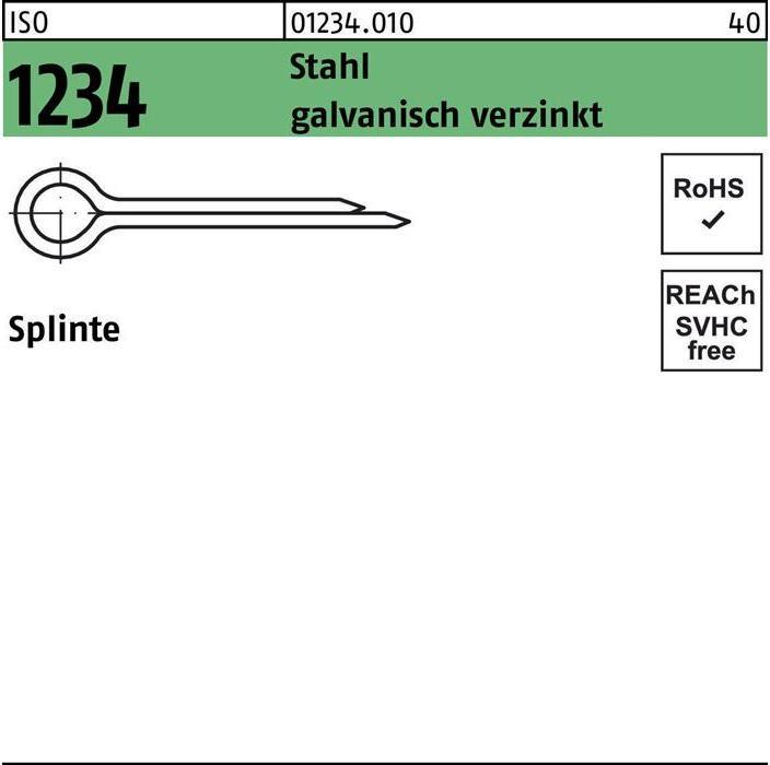Reyher Split pins ISO 1234 4 x 100 galvanised steel