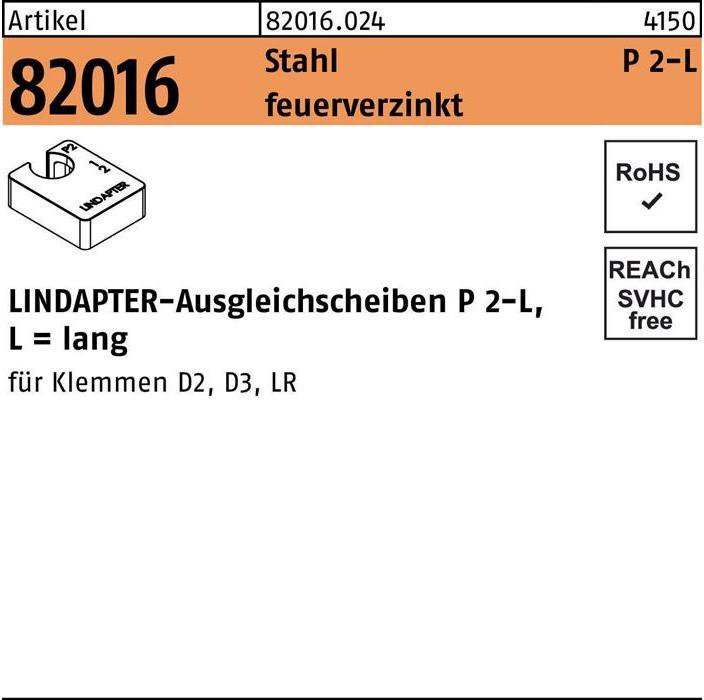 Produktbild Lindapter Ausgleichscheibe R 82016 GTW 40 P2 M 20 / 20,0 Stahl feuerverzinkt