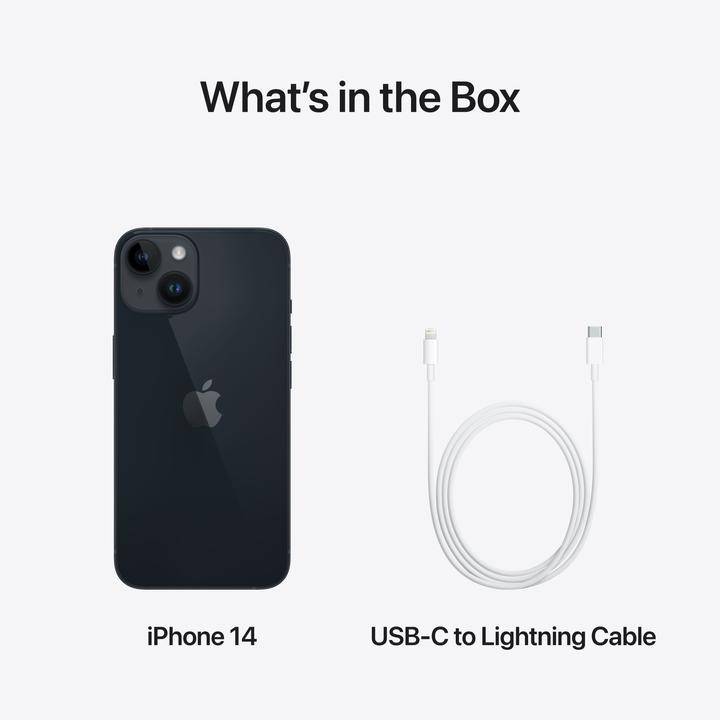 Productafbeelding Apple iPhone 14 (128 GB, Middernacht, 6.10", SIM + eSIM, 12 Mpx, 5G)