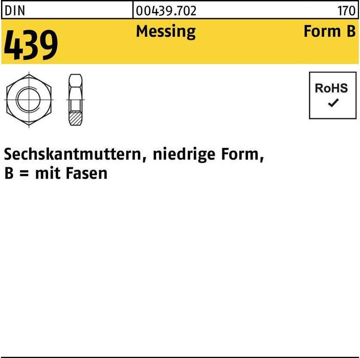Sechskantmutter DIN 439 Form B BM 4 Messing (M4)