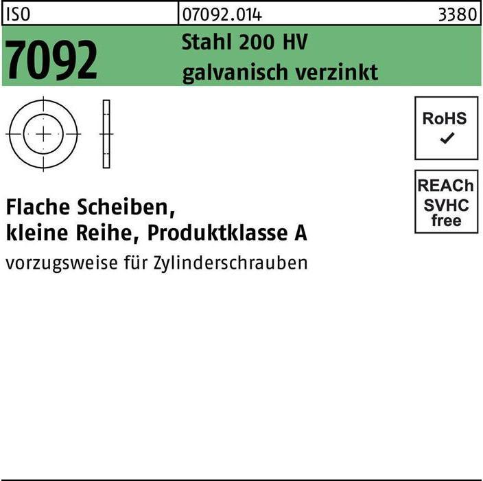 Produktbild Unterlegscheibe ISO 7092 16 Stahl 200 HV galvanisch verzinkt
